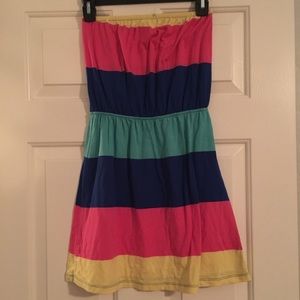 Strapless color block dress